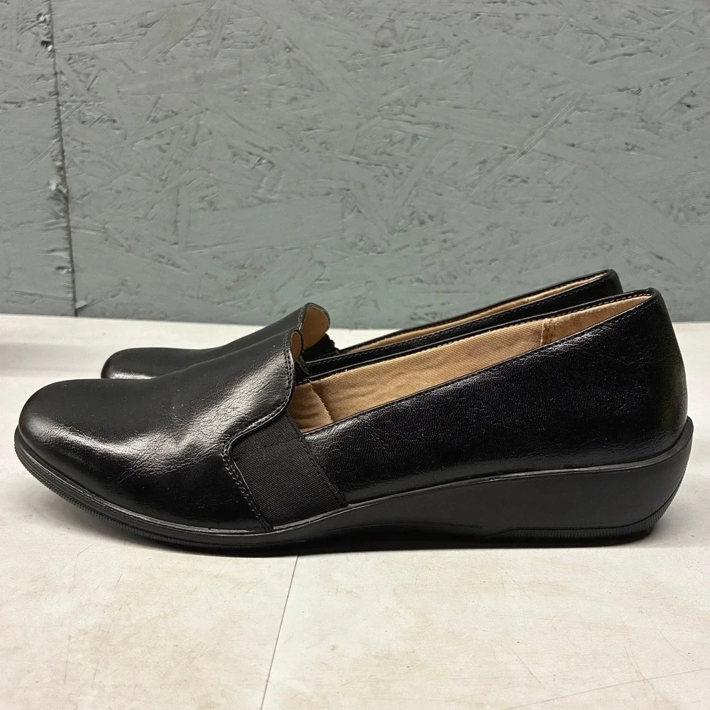 LifeStride Isabelle Wedge Loafers Slip On Shoes Womens 11M Black Comfort Office